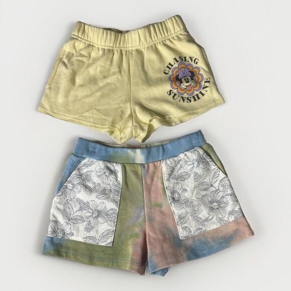 Lot of 2 Kidpik & Disney Pull On Shorts Girls Size 4 Tie Dye Minnie Mouse - Picture 1 of 10